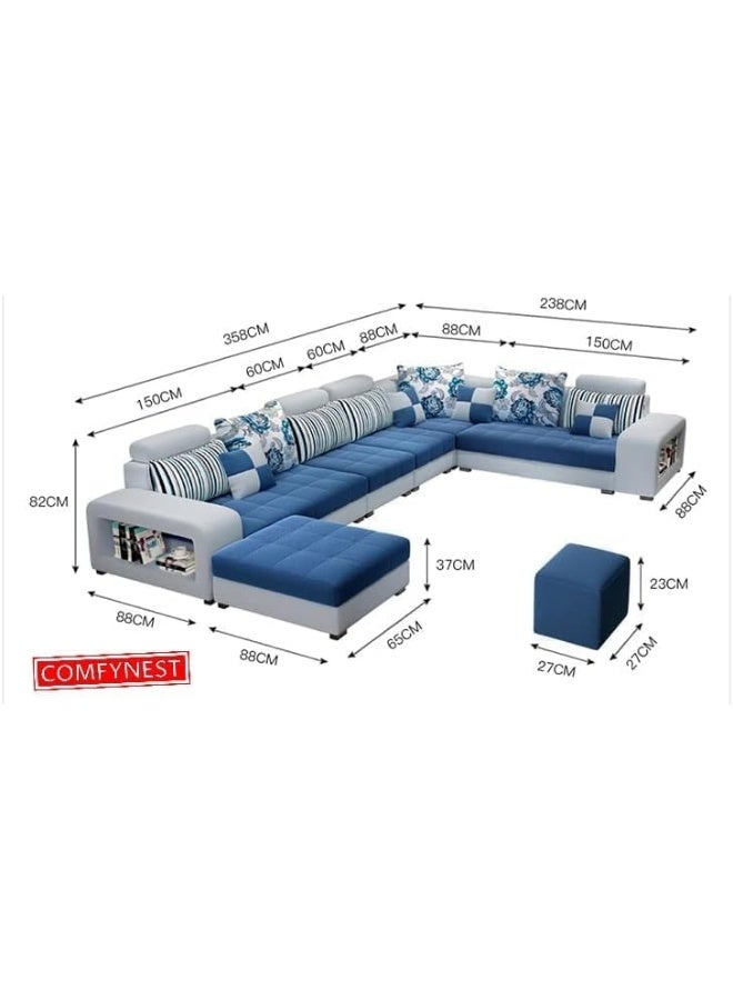 Comfynest Comfynest Modern U Shaped Sectional Sofa Set 7 Seater Couch Luxury Design Velvet Fabric FREE ASSEMBLY (Grayish Brown, Left)  - Image 2