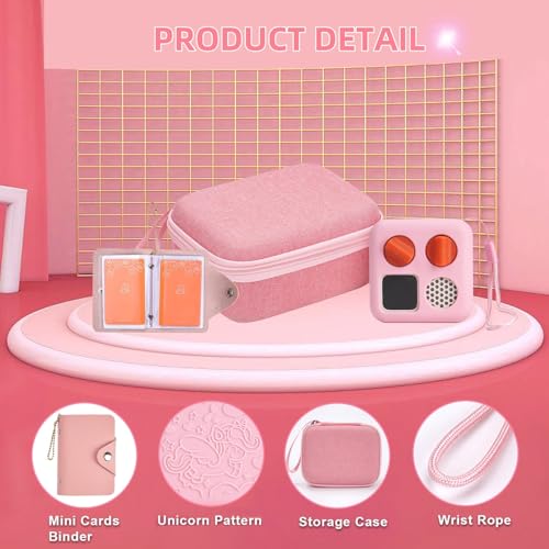 YouKnow Hard Case and Silicone Cover for Yoto Mini Player, Kids Audio Music Accessory with Card Case Holder for up to 10 Cards (Pink) - Image 4