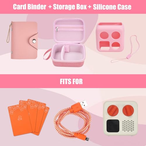YouKnow Hard Case and Silicone Cover for Yoto Mini Player, Kids Audio Music Accessory with Card Case Holder for up to 10 Cards (Pink) - Image 2