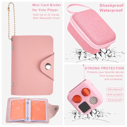 YouKnow Hard Case and Silicone Cover for Yoto Mini Player, Kids Audio Music Accessory with Card Case Holder for up to 10 Cards (Pink) - Image 5