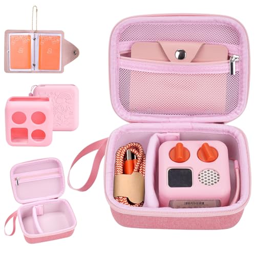 YouKnow Hard Case and Silicone Cover for Yoto Mini Player, Kids Audio Music Accessory with Card Case Holder for up to 10 Cards (Pink) - Image 1