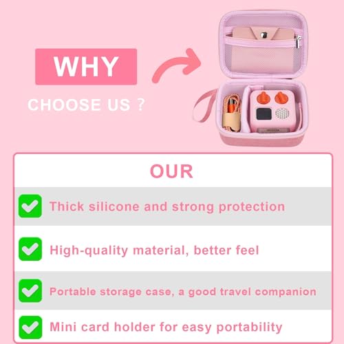 YouKnow Hard Case and Silicone Cover for Yoto Mini Player, Kids Audio Music Accessory with Card Case Holder for up to 10 Cards (Pink) - Image 3