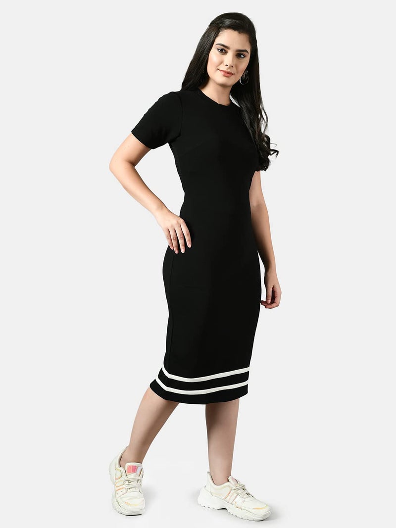 IUGA Women Regular Sleeve Dress Black - Image 3