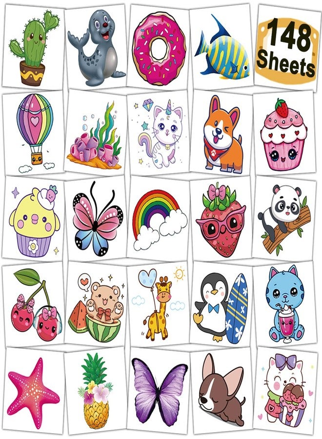 CHARLENT Tattoos for Kids - 148 Individually Sheets Mixed Styles Temporary Tattoos Stickers Set for Girls and Boys Birthday Party Supplies - Image 1