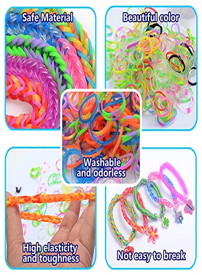 Loops Rubbers 3000+ Loom Bands Set 32 Colour Kids Craft Bracelets DIY Rubber Bracelets Loom Bands Box Set with Loom Frame Pendant Clasps  - Image 1