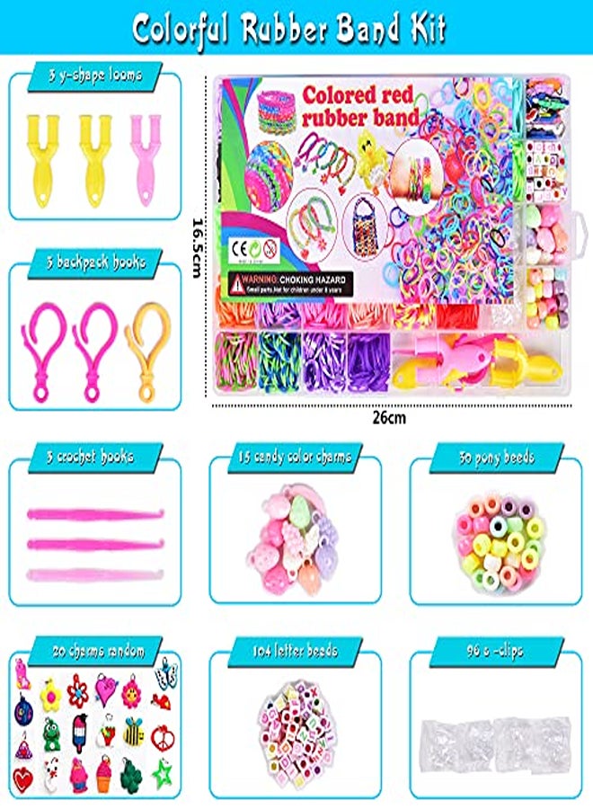 Loops Rubbers 3000+ Loom Bands Set 32 Colour Kids Craft Bracelets DIY Rubber Bracelets Loom Bands Box Set with Loom Frame Pendant Clasps  - Image 2