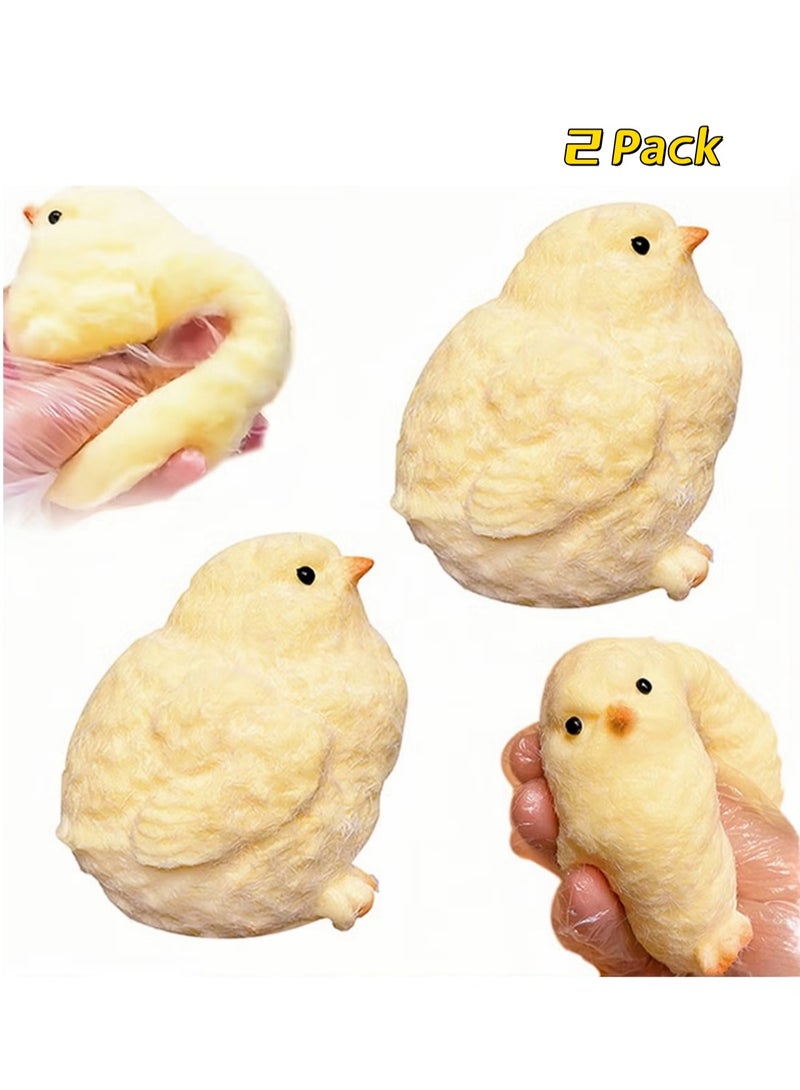 Aurevip 2Pcs Silicone Chicken Soft Toys, Handmade Squeeze Toy, Kids Squeeze Happy Stuffed, Baby Chicken Squeeze (Yellow) - Image 1