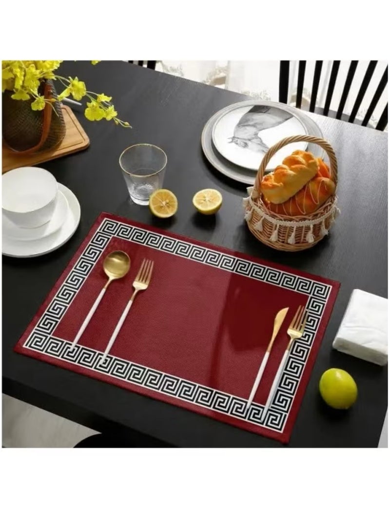 Placemats, Kitchen Dining Table Mats, Heat Resistant Anti-Slip Stain Washable PVC Table Mats, Easy to Clean Woven Vinyl Placemats (6-Pack)