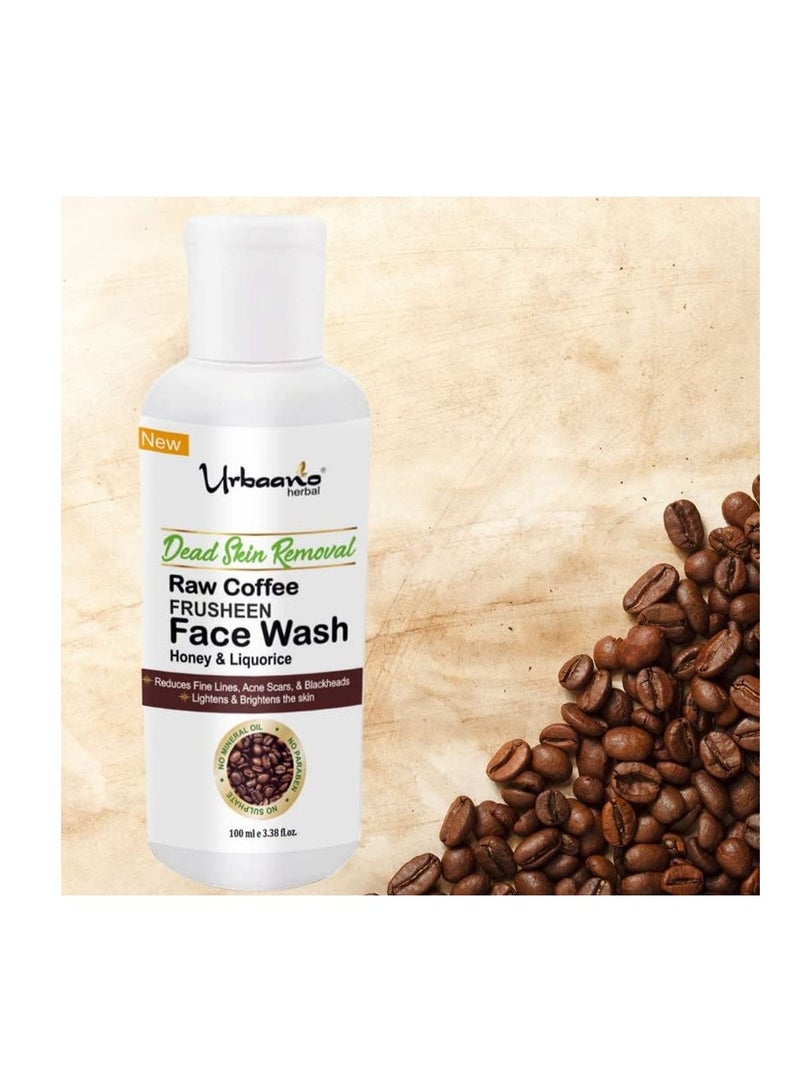 Urbaano Herbal Frusheen Coffee Dead Skin Removal Oil Control Face Wash for Fresh Glowing Skin Honey Liquorice - Image 1