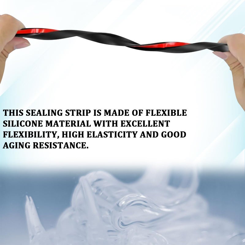 HHZL شريط ختم حواف مطاطي HHZL T Molding لزجاج السيارة الأمامي 16.4 قدم/5 متر شريط ختم مطاطي من النوع T لمانع تسرب المصابيح الأمامية/الرفارف/حواف العجلات ذاتية اللصق (6 مم) - Image 4