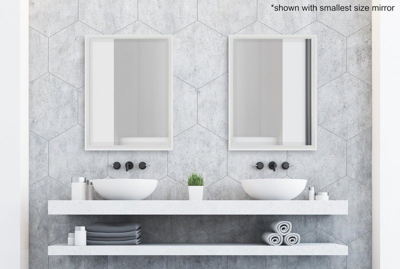 Kate and Laurel Calter Modern Decorative Framed Beveled Wall Mirror, 20 x 26, White, Contemporary Rectangle Vanity Mirror for Use as Bathroom Mirror for Over Sink or Refined Entryway Mirror - Image 3