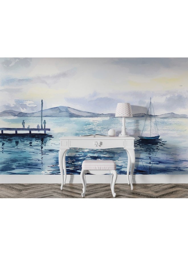 Home Gallery Large Sailboat Party Oil Painting  Fabric Wallpaper Covers An Area ​​Up To 4.2Mx3M With Adhesive  And Smoothing Tool  - Image 2