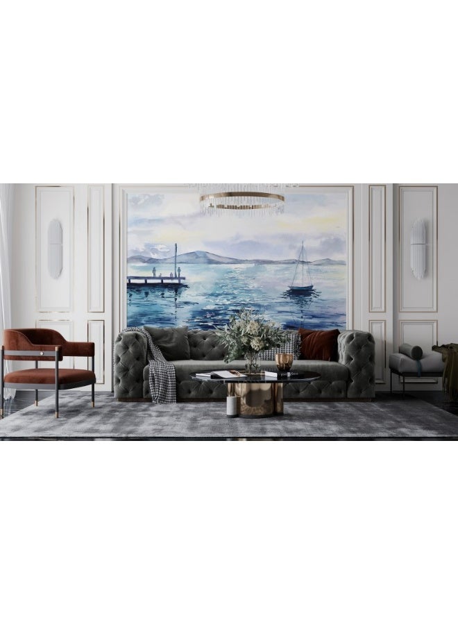 Home Gallery Large Sailboat Party Oil Painting  Fabric Wallpaper Covers An Area ​​Up To 4.2Mx3M With Adhesive  And Smoothing Tool  - Image 5