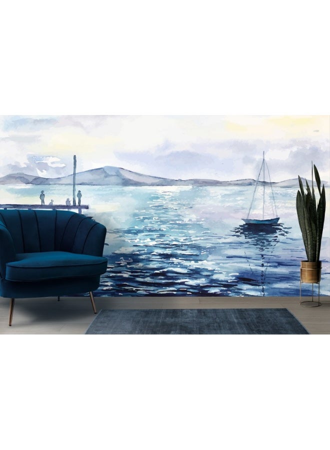 Home Gallery Large Sailboat Party Oil Painting  Fabric Wallpaper Covers An Area ​​Up To 4.2Mx3M With Adhesive  And Smoothing Tool  - Image 4