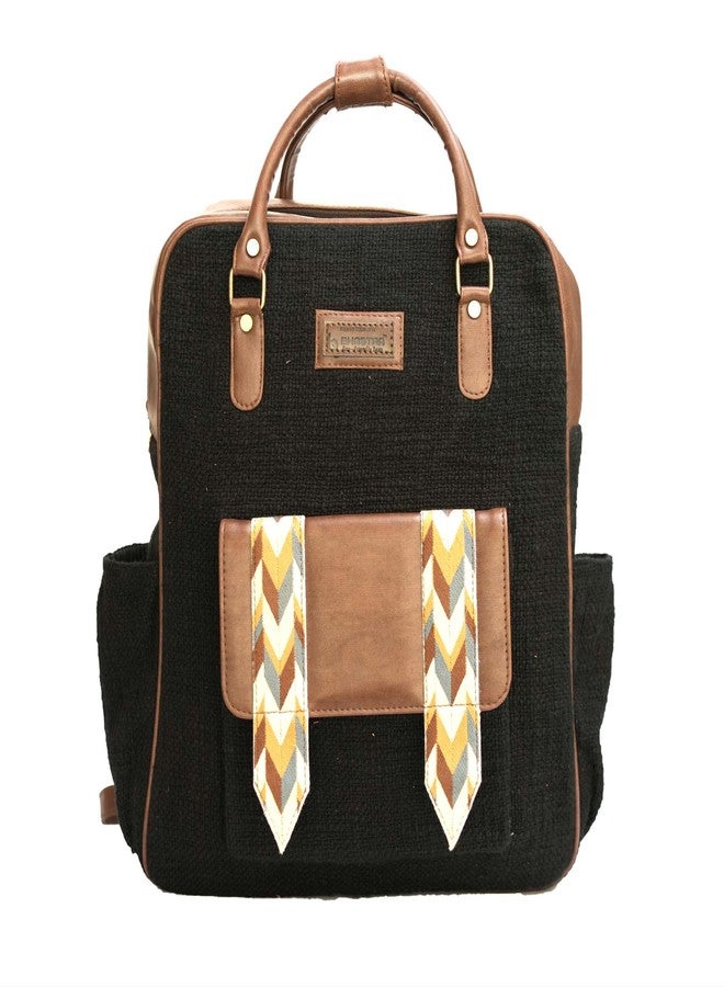 BHASTRA Big Backpack - Black | Cotton Handloom | Laptop | Casual | Travel Backpack | College Bag For Men & Women | Ethically Sourced, Lightweight & Comfortable for All-Day Carry-Ideal For Gifting - Image 1