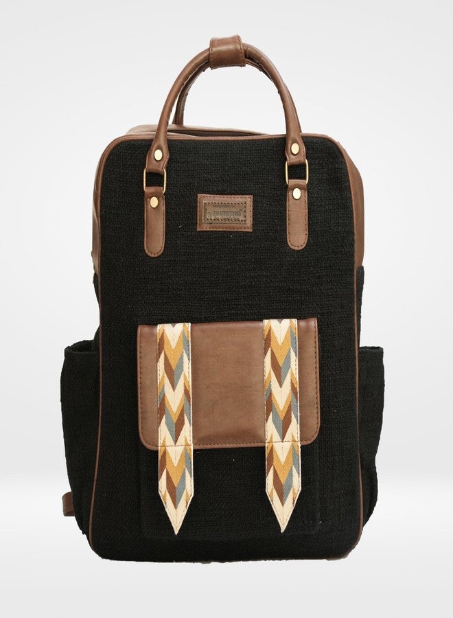 BHASTRA Big Backpack - Black | Cotton Handloom | Laptop | Casual | Travel Backpack | College Bag For Men & Women | Ethically Sourced, Lightweight & Comfortable for All-Day Carry-Ideal For Gifting - Image 5