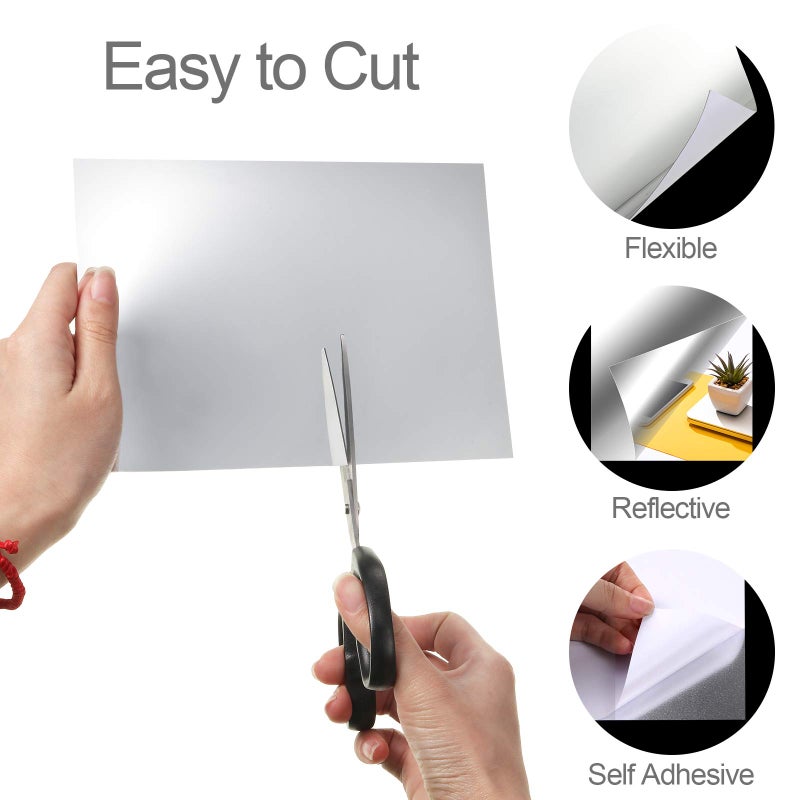 Zonon Flexible Mirror Sheets Self Adhesive Non Glass Mirror Tiles Stickers for Home Wall Decor(10 Pieces,6 x 9 Inches) - Image 4