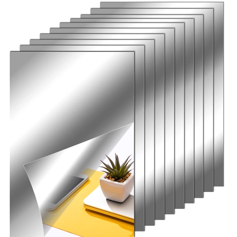 Zonon Flexible Mirror Sheets Self Adhesive Non Glass Mirror Tiles Stickers for Home Wall Decor(10 Pieces,6 x 9 Inches) - Image 1