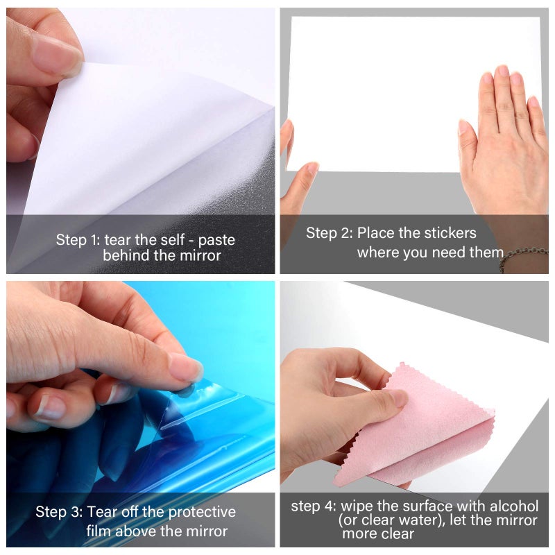 Zonon Flexible Mirror Sheets Self Adhesive Non Glass Mirror Tiles Stickers for Home Wall Decor(10 Pieces,6 x 9 Inches) - Image 2