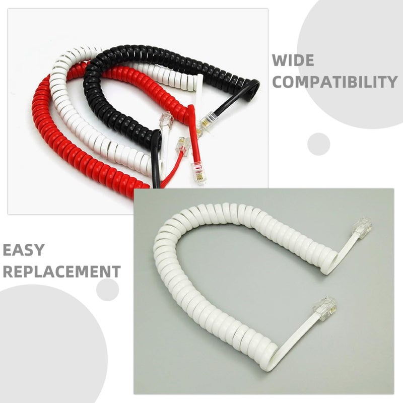 12pcs Telephone Receiver Connection Cables 2m Coiled Phone Cord for Landline Phones with Cord Detangler Compatible with Desk Telephones Black White Red - Image 3