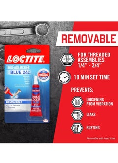 Loctite Loctite Threadlocker Blue 242 - Removable Thread Lock Glue for Nuts, Bolts, & Fasteners, Medium Strength Screw Glue to Prevent Loosening & Corrosion - 6 ml, 1 Pack  - Image 3