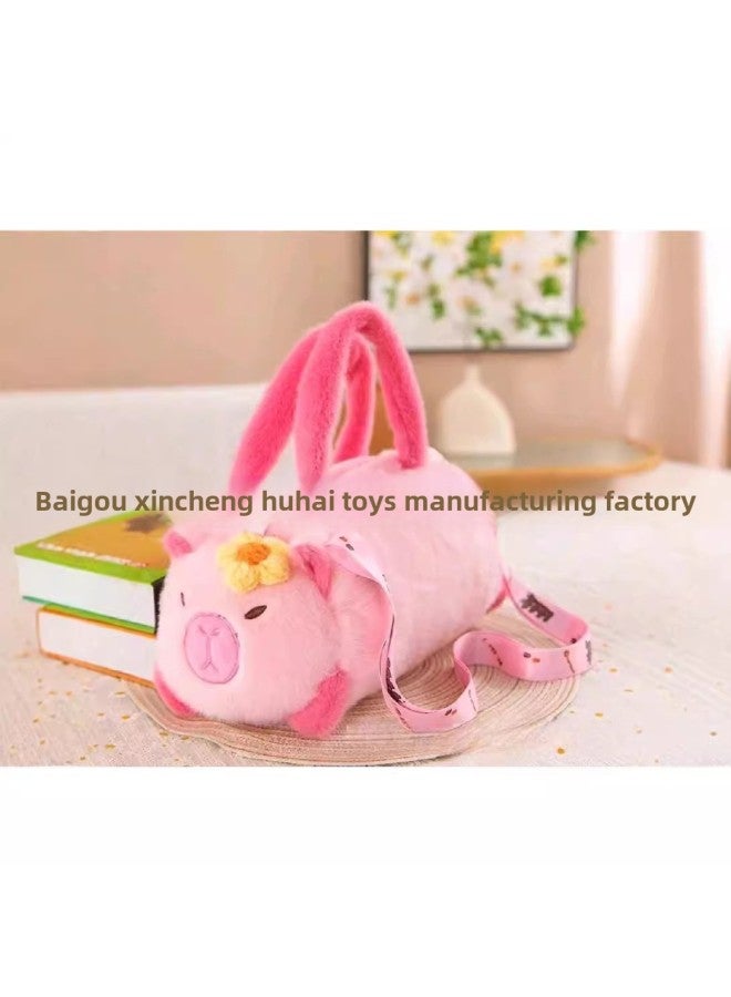 Fashionable Plush Capybara Bag Single Shoulder Slant Cross Personalized Bucket Bag Animal Shape Short Plush Toy For Teens-Color:Panda-Height:22CM【0.15kg】  - Image 4