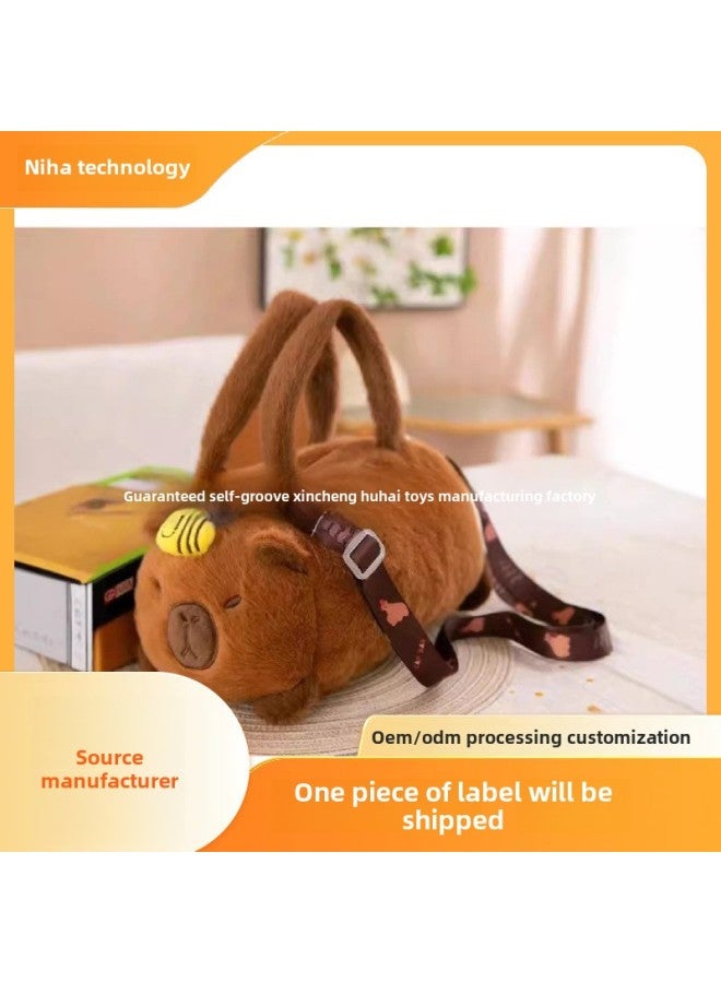 Fashionable Plush Capybara Bag Single Shoulder Slant Cross Personalized Bucket Bag Animal Shape Short Plush Toy For Teens-Color:Panda-Height:22CM【0.15kg】  - Image 3