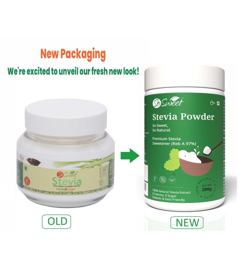 So Sweet Stevia Powder - Sugar-Free, Natural Sweetener, 200gm, Zero Calories, Diabetic & Keto Friendly, Safe for All Ages, Ideal for Weight Loss and Healthy Lifestyle - Image 5