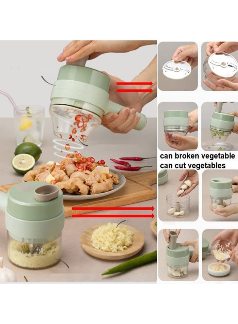 ELTRAZONE 4 in 1 Portable Handheld Electric Vegetable Cutter Set, Wireless Food Processor for Garlic Pepper Chili Onion Celery Ginger Meat, with Brush, Electric Vegetable Chopper, Garlic Slicer, Onion Chopper - Image 2