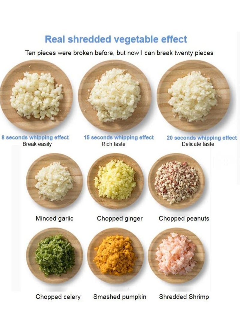 ELTRAZONE 4 in 1 Portable Handheld Electric Vegetable Cutter Set, Wireless Food Processor for Garlic Pepper Chili Onion Celery Ginger Meat, with Brush, Electric Vegetable Chopper, Garlic Slicer, Onion Chopper - Image 5