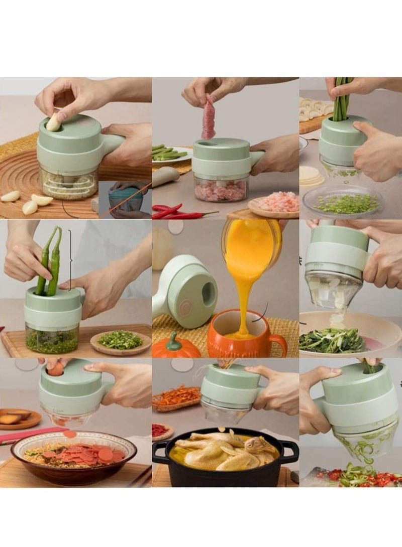 ELTRAZONE 4 in 1 Portable Handheld Electric Vegetable Cutter Set, Wireless Food Processor for Garlic Pepper Chili Onion Celery Ginger Meat, with Brush, Electric Vegetable Chopper, Garlic Slicer, Onion Chopper - Image 3