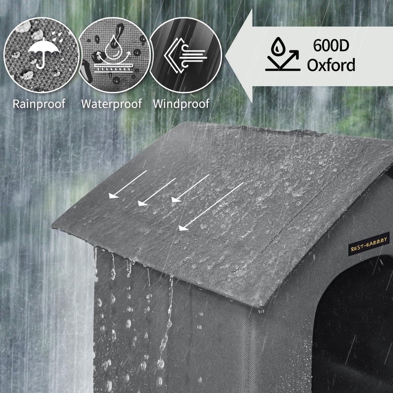 Rest-Eazzzy Outdoor Cat House, Feral Cat House Insulated with Mat and Clip, Weatherproof and Insulated, Cat Beds for Cats Kittens Puppies, Never Blow Away (Grey, S 13" X 13" X 14") - Image 4