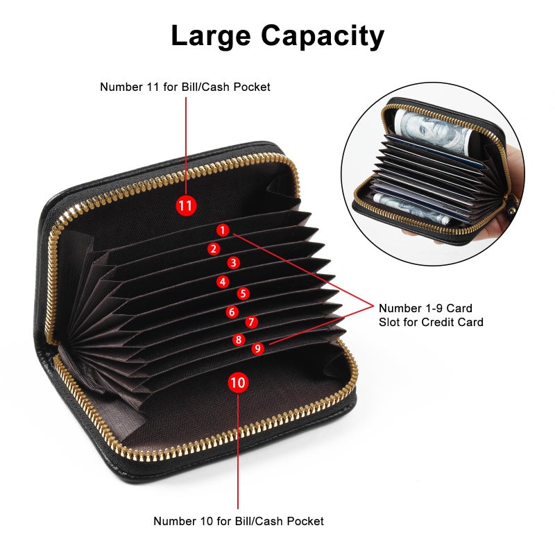 EcoVision Credit Card Holder RFID Card Case Wallet, Small Accordion Zipper Card Case Holder, Card Organizer Case for Women Men - Image 2