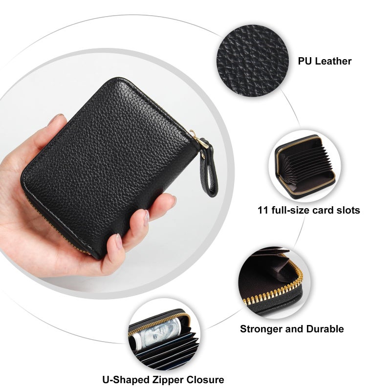 EcoVision Credit Card Holder RFID Card Case Wallet, Small Accordion Zipper Card Case Holder, Card Organizer Case for Women Men - Image 5