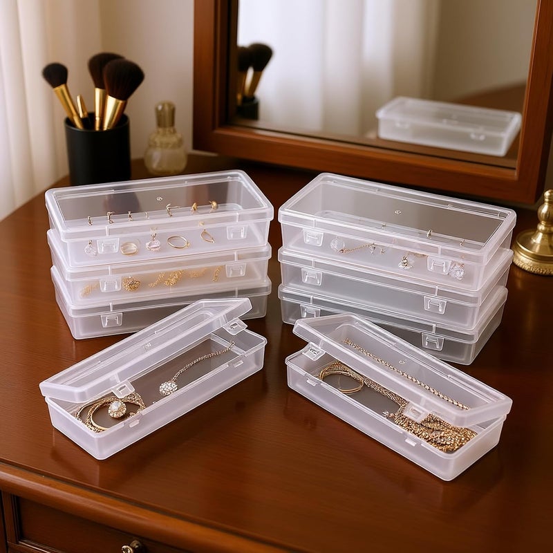 Thintinick 8 Pack Rectangular Clear Plastic Storage Containers Box with Hinged Lid for Beads and Other Small Craft Items (6.89 x 2.56 x 1.38 inch) - Image 3