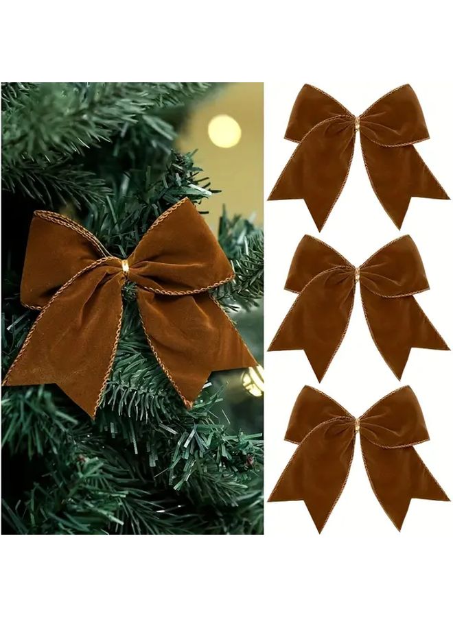 12 Pcs Crimson Velvet Christmas Bows Vintage Holiday Gift Wrapping Decor - Image 5