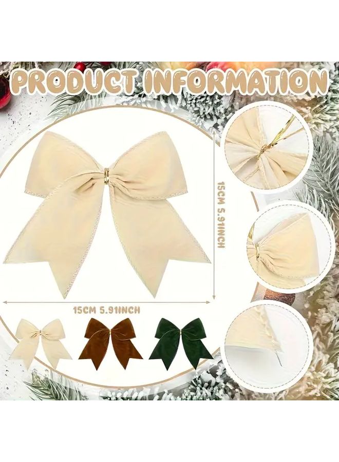 12 Pcs Crimson Velvet Christmas Bows Vintage Holiday Gift Wrapping Decor - Image 3