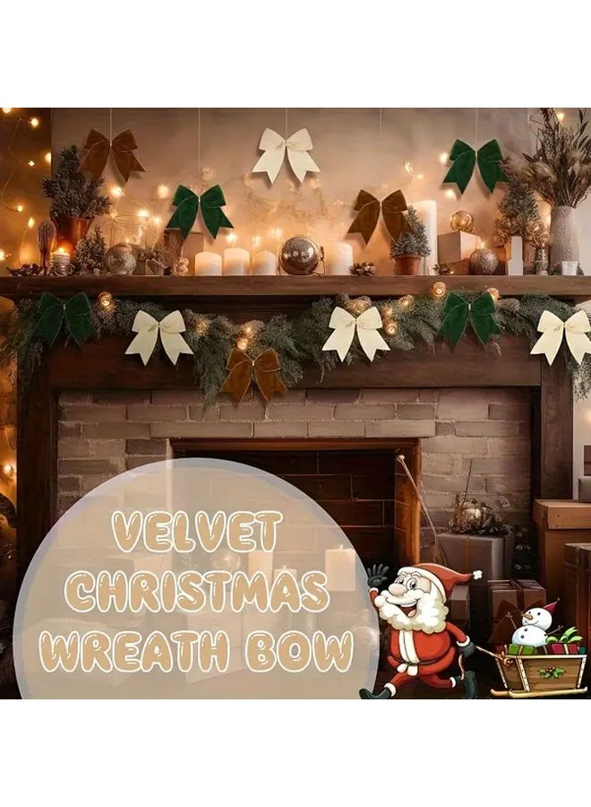 12 Pcs Crimson Velvet Christmas Bows Vintage Holiday Gift Wrapping Decor - Image 4