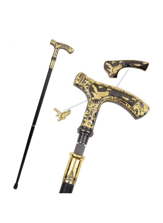 إم مياويان عصا فاخرة برأس نسر معدني – عصا مشي أنيقة بطول 90 سم قابلة للفك من قطعتين، للأزياء التنكرية والإطلالات الراقية، هدية مثالية لكبار السن - Image 3