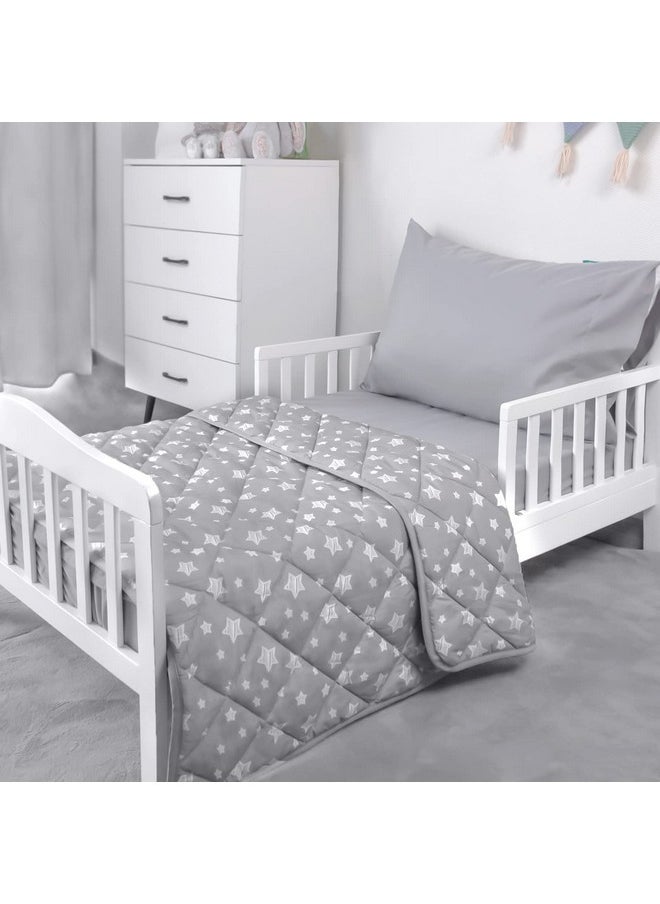 Moonsea Baby Blanket For Boys And Girls, Soft Cozy Blankets For Kids, Toddler Comforter Quilted With Grey Star Print, Ultra Soft And Comfortable Baby Comforter Down Alternative Crib Comforter, 39X47 Inches  - Image 5