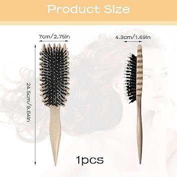 TYVOM Defining Brush Boar Bristle Hair Brush Styling Brush Curl Define Styling Curl Brush for Detangling Shaping and Defining Curls Brush for Women Girls - Image 3