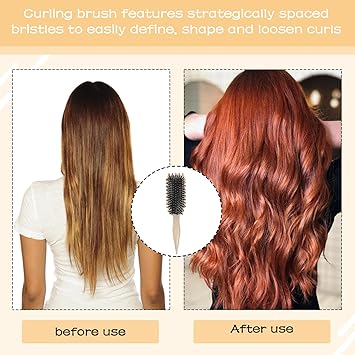 TYVOM Defining Brush Boar Bristle Hair Brush Styling Brush Curl Define Styling Curl Brush for Detangling Shaping and Defining Curls Brush for Women Girls - Image 5