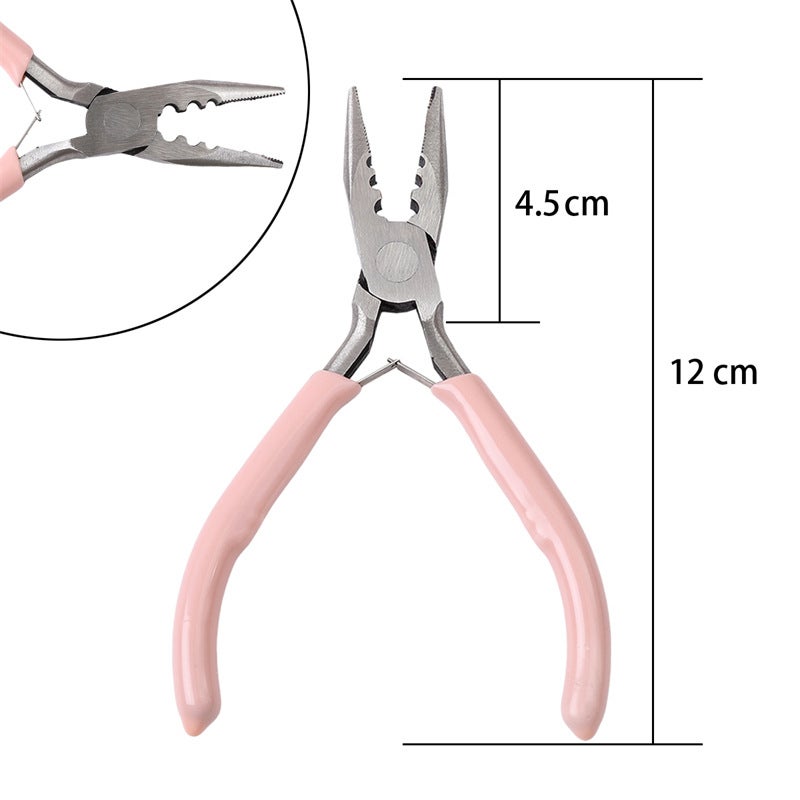 Handmade DIY Tool Pliers Multifunctional Punching Pliers Jewelry Toothless Pointed Nose Pliers Oblique Wire Cutting Pliers Hardware Tools #23 powder handle 3-hole steel pliers (with teeth) 1 pc/pack 