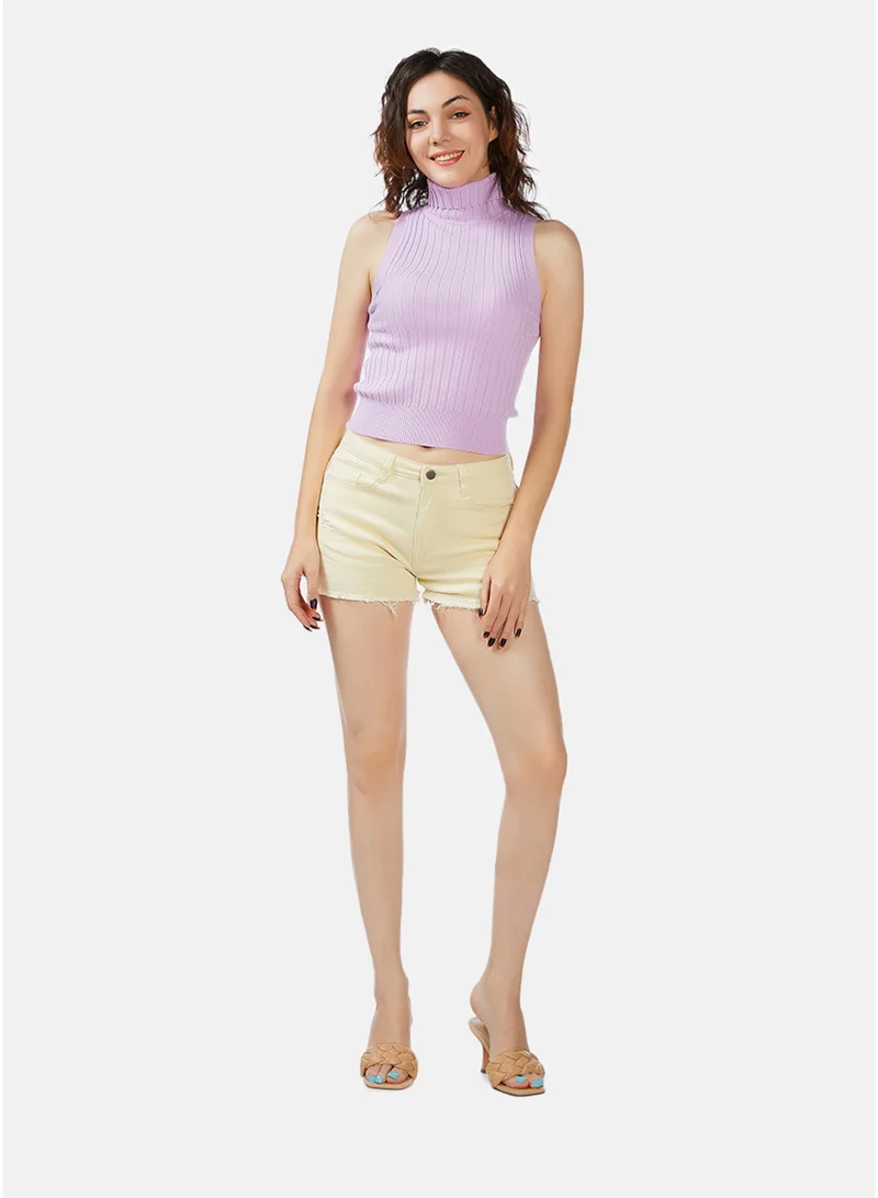 London Rag Raw Hem Denim Short