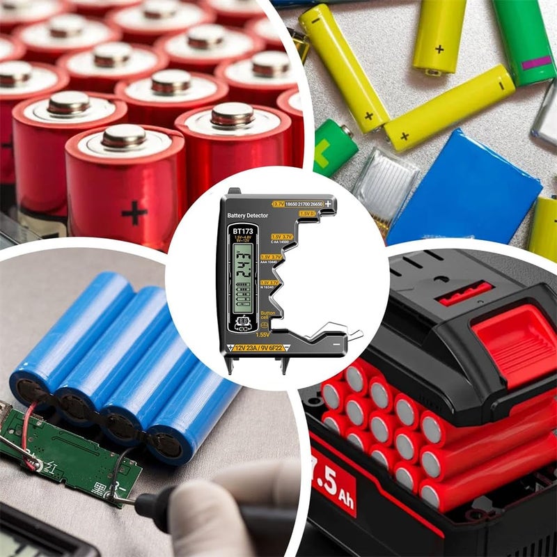 كاست ويف اختبار البطارية، كاشف الجهد الرقمي المنزلي لبطاريات D وC وAA وAAA وN و9V والزرية و3.7V، جهاز فحص البطاريات المحمول بشاشة LCD، لا يتطلب بطارية، أسود، عبوة واحدة - Image 4
