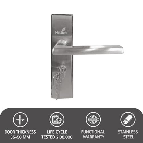 Hettich ProLock Combo Lever Main Door Safety Lock, (Both Side Movable) Mortise Door Lock Handle Set with 3 Brass Key for Home,Office,Hotel | Satin Stainless Steel Finish | 5 Years Warranty - Image 4