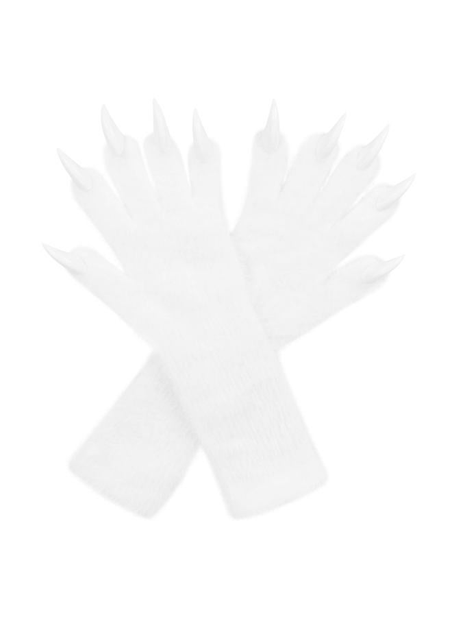 HAOAN Full Finger Paws Gloves Long Warm Mittens for Cosplay Themed Events Parties Costume Accessories, White, One size - Image 2