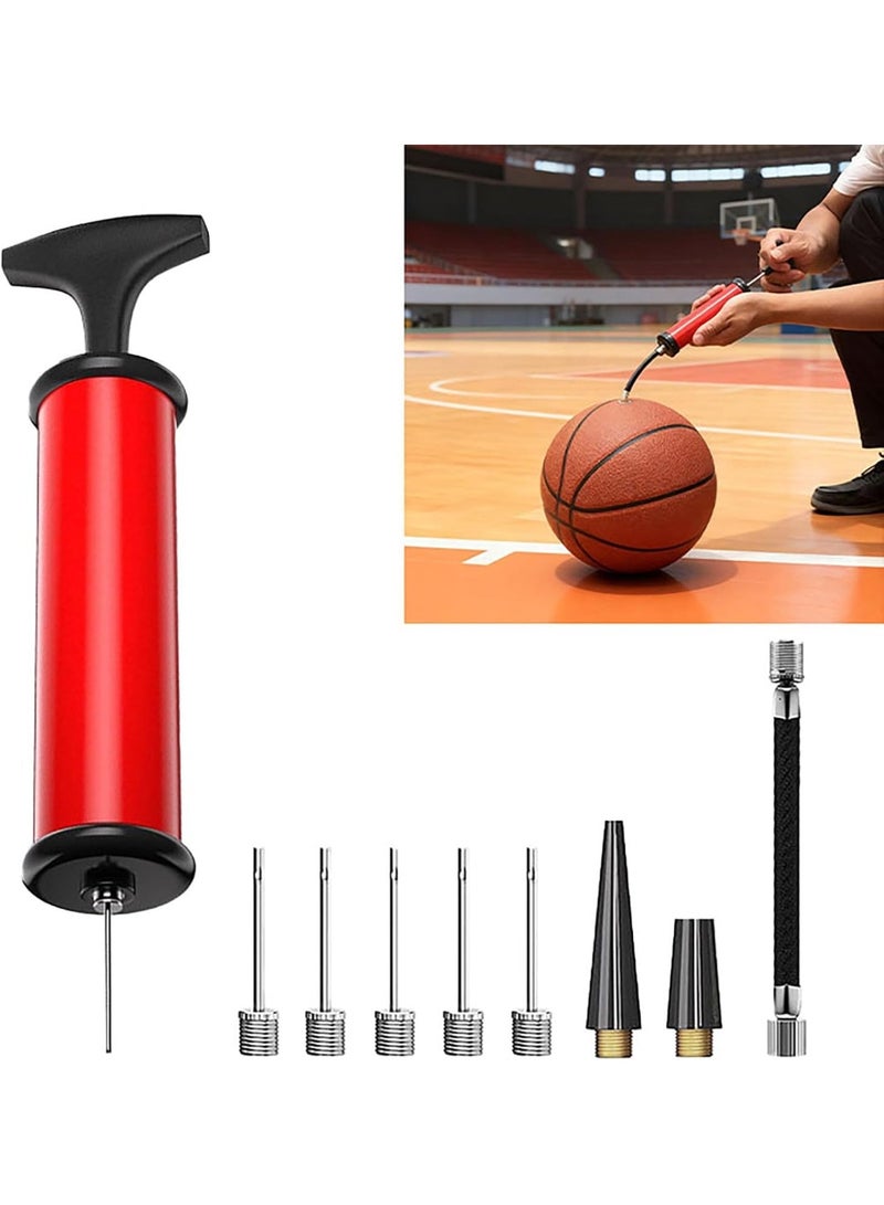 rocooart Quality Portable Ball Pump, Balloon lung sac, football Pump, Manual Ball Pump set with needle and nozzle, Suitable for inflating Basketball, football, volleyball and other Sports balls (red) - Image 1