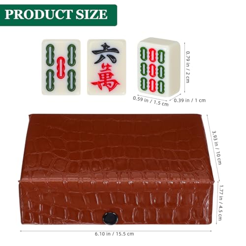 BESTOYARD Portable Mini Travel Mahjong Set Chinese Mahjong Game with 146 Tiles Brown Carrying Case for Adult Beginner Players and Elderly, Travel-Friendly Family Gatherings and Leisure Activities - Image 2