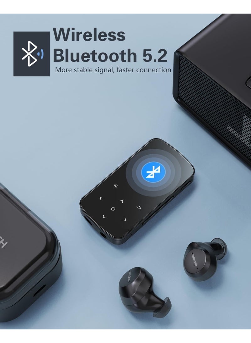 MP3 Player 64GB with Bluetooth 5.2, 1.5 inch Colorful Screen Sensitive Touch on, Hi-Fi Music MP3 Player with Clip Pedometer Voice Recorder Card Reader, Function for Sports Running - Image 3